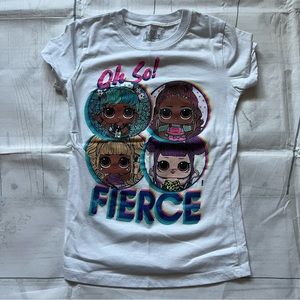 LOL Doll short sleeved girls’ white shirt Size Medium 6/7